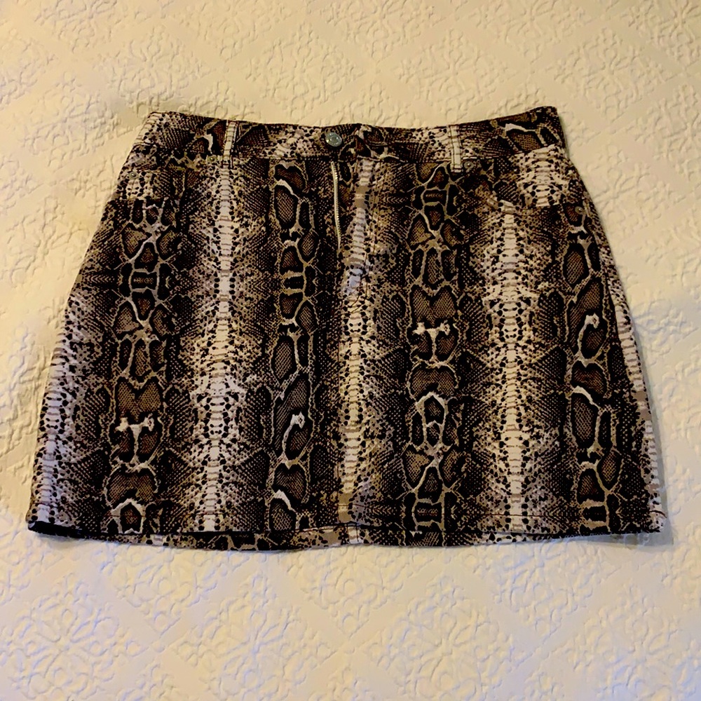 Topshop Denim Snake Print Skirt